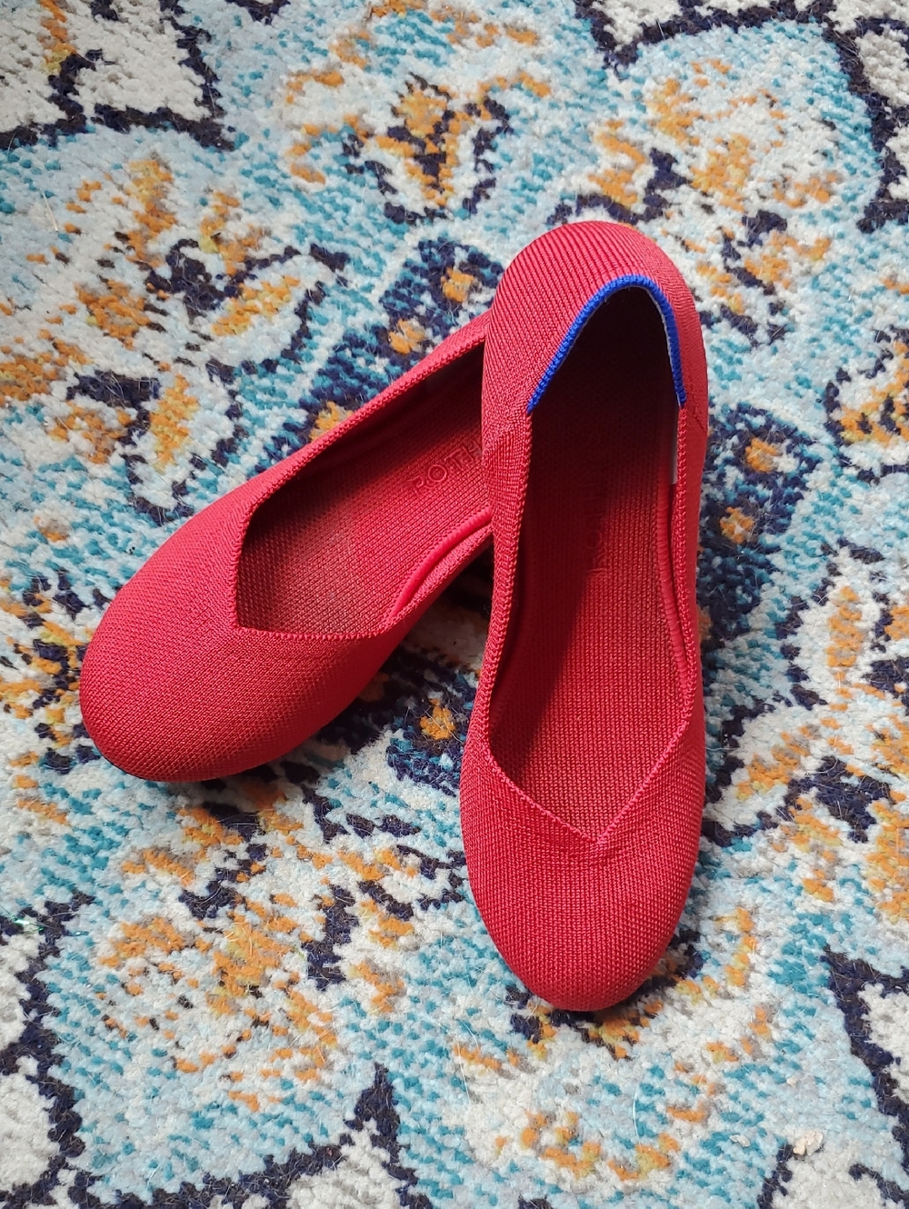 Rothy's Bright Red Round Toe Knit Slip-On Ballet Flats Size W8